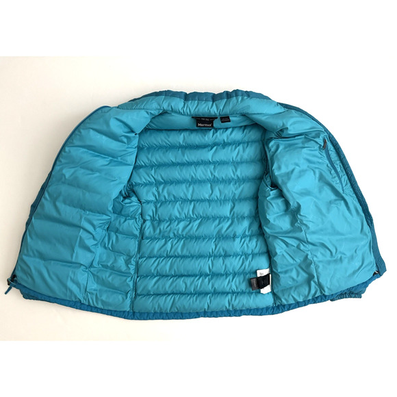 Marmot Jacket XL 700-Fill Down Turquoise Blue Quilted Full Zip Pockets Packable - Picture 7 of 15